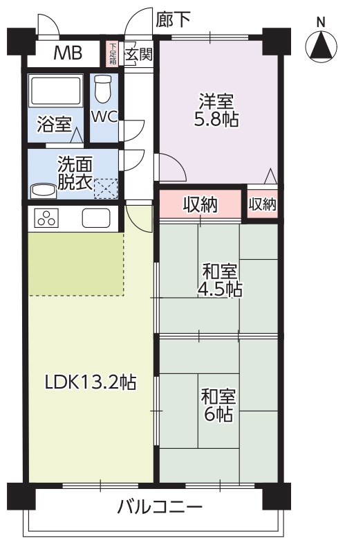 福山市日吉台2丁目中古マンションエバーグリーン日吉台間取り図面